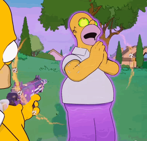 A Cartoon Of Homer Simpson With A Gun GIF