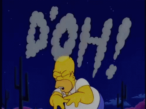 A Cartoon Of Homer Simpson With The Word Doh Coming Out Of His Mouth GIF