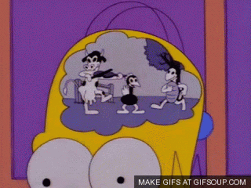 A Cartoon Of Homer Simpson With The Words Make Gifs At Gifsoup.com Below It GIF