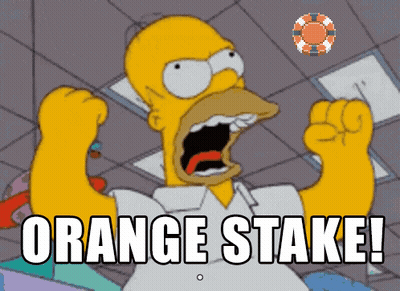 A Cartoon Of Homer Simpson With The Words Orange Stake In Front Of Him GIF