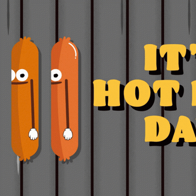 A Cartoon Of Hot Dogs Behind Bars With The Words It 'S Hot Da GIF