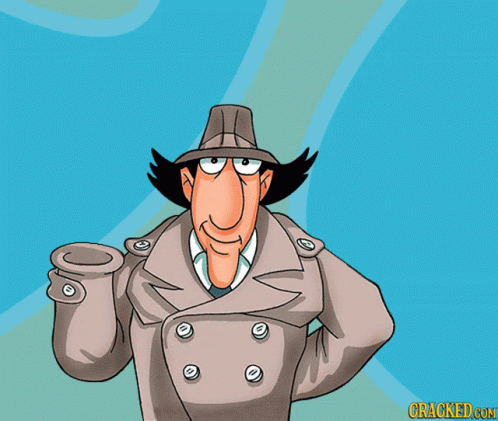 A Cartoon Of Inspector Gadget With A Cracked.com Logo On The Bottom GIF