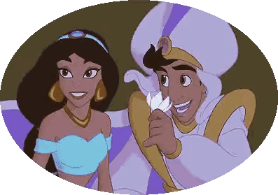 A Cartoon Of Jasmine And Aladdin From Disney Sticker