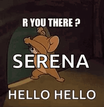 A Cartoon Of Jerry Coming Out Of A Door With The Words `` R You There Serena Hello Hello '' GIF