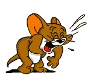 A Cartoon Of Jerry Laughing With His Mouth Open Sticker