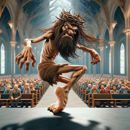 A Cartoon Of Jesus Wearing A Crown Of Thorns GIF