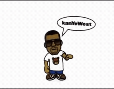 A Cartoon Of Kanye West With A Speech Bubble Saying Kanyewest GIF