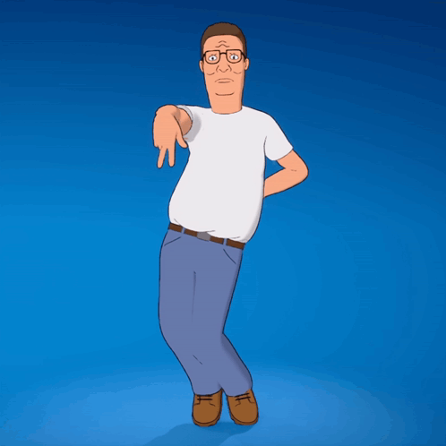 A Cartoon Of King Of The Hill Dancing With A Blue Background GIF