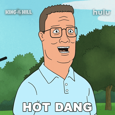 A Cartoon Of King Of The Hill With The Words Hot Dang GIF