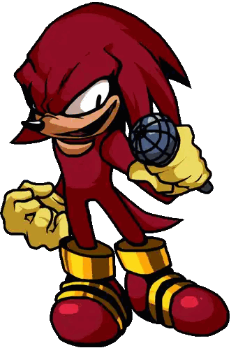 A Cartoon Of Knuckles The Echidna Holding A Microphone In His Hand Sticker