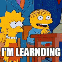 A Cartoon Of Lisa Simpson And Ralph Simpson With The Words I 'M Learning Below Them GIF