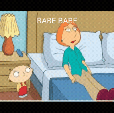 A Cartoon Of Lois Griffin Sitting On A Bed Next To A Lamp GIF