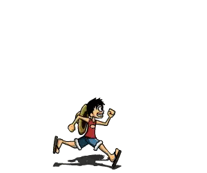 A Cartoon Of Luffy From One Piece Running With A Tail Sticker