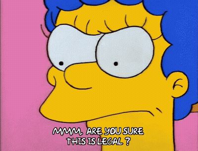 A Cartoon Of Marge Simpson Saying " Mmmm Are You Sure This Is Legal ? " GIF