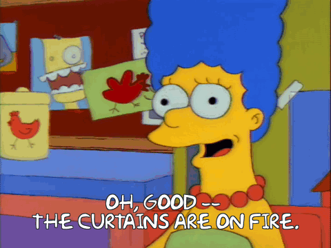 Marge Simpson Curtains Are On Fire GIF