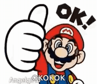 A Cartoon Of Mario Giving A Thumbs Up And Saying Ok . GIF