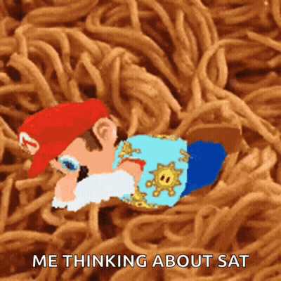 A Cartoon Of Mario Laying In A Pile Of Spaghetti GIF