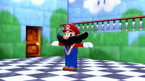 A Cartoon Of Mario With A Beard And A Red Hat GIF