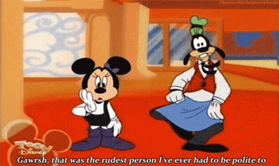 A Cartoon Of Mickey Mouse And Goofy Saying Gawrsh GIF