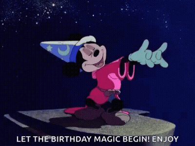 A Cartoon Of Mickey Mouse Dressed As A Wizard With The Words Let The Birthday Magic Begin GIF