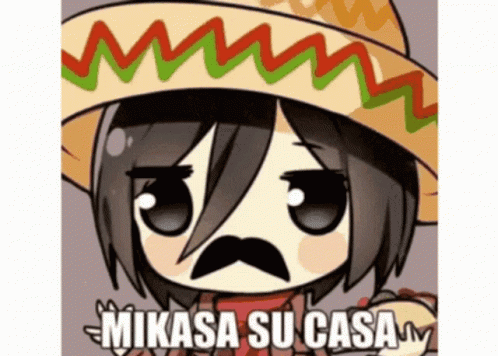 A Cartoon Of Mikasa Su Casa With A Sombrero GIF