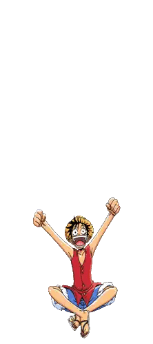 A Cartoon Of Monkey D Luffy Sitting On The Ground With His Arms Outstretched Sticker