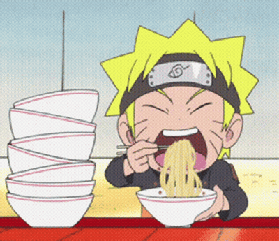 A Cartoon Of Naruto Eating Noodles With Chopsticks GIF