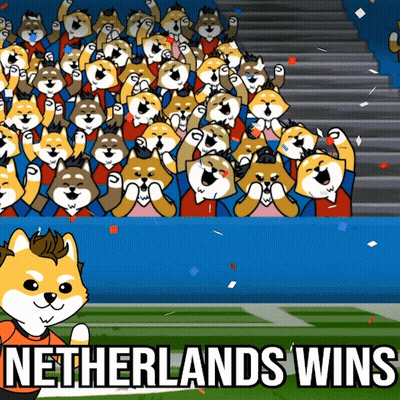 A Cartoon Of Netherlands Soccer Players Celebrating A Win GIF