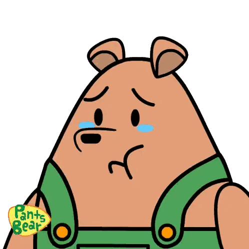 A Cartoon Of Pants Bear Crying With Tears Coming Out Of His Mouth Sticker