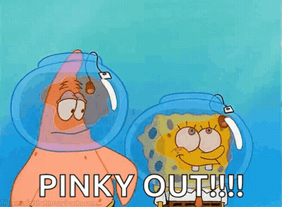 A Cartoon Of Patrick And Spongebob Saying " Pinky Out " GIF