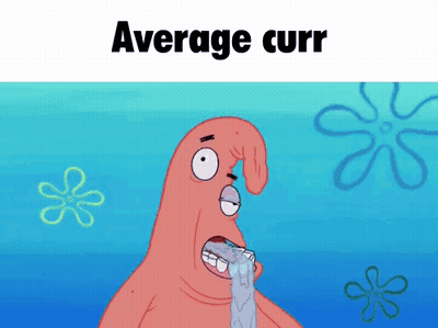 A Cartoon Of Patrick From Spongebob Is Crying With The Words Average Curr Written Above Him GIF
