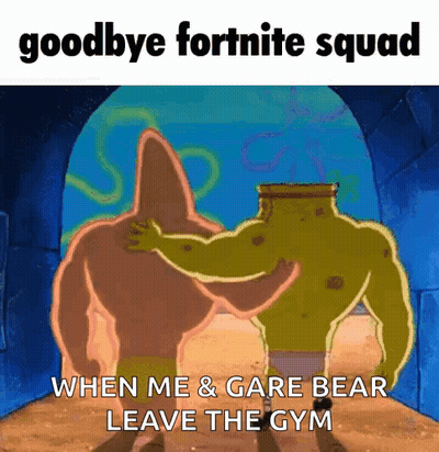 A Cartoon Of Patrick Star And Shrek Hugging Each Other GIF