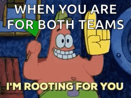 Patrick Star Holding Flag And Foam Finger GIF