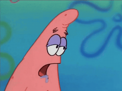 A Cartoon Of Patrick Star From Spongebob Squarepants With A Tear Coming Out Of His Eye . GIF