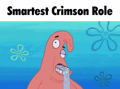 A Cartoon Of Patrick Star With The Words Smartest Crimson Role GIF