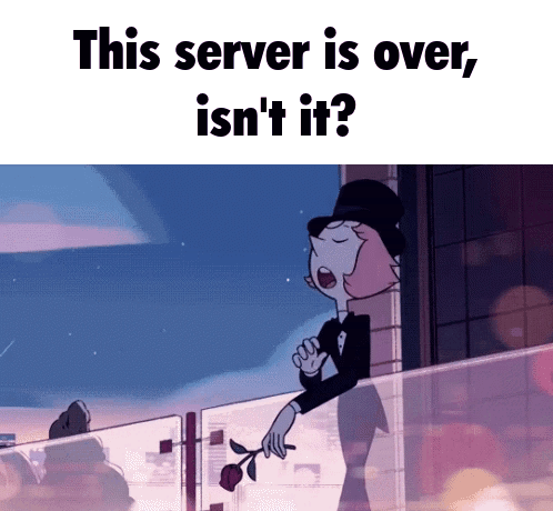 A Cartoon Of Pearl Holding A Rose With The Words " This Server Is Over Isn 'T It " GIF