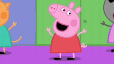 A Cartoon Of Peppa Pig Standing Next To A Cat And A Mouse GIF