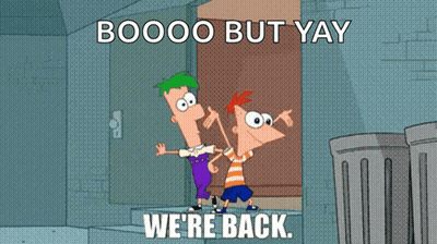 A Cartoon Of Perry The Platypus Saying Booo But Yay We 'Re Back GIF