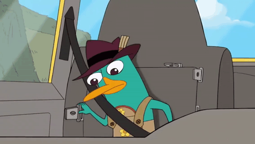 A Cartoon Of Perry The Platypus Wearing A Hat And Belt GIF