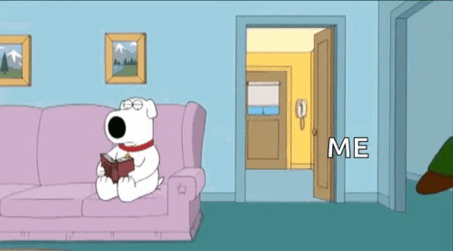 A Cartoon Of Peter Griffin And Brian Griffin Sitting On A Couch Reading A Book GIF