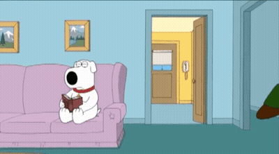 A Cartoon Of Peter Griffin And Brian Sitting On A Couch GIF