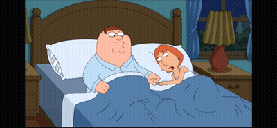 A Cartoon Of Peter Griffin And Lois Griffin Laying In A Bed GIF