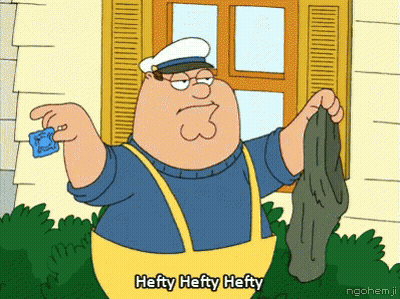 A Cartoon Of Peter Griffin Holding A Condom And A Pair Of Socks Says Hefty Hefty Hefty GIF