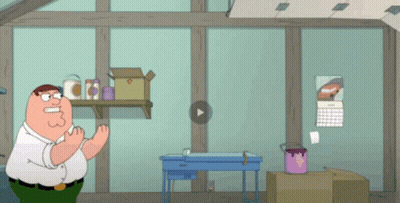 A Cartoon Of Peter Griffin In A Room With A Play Button GIF