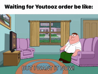 A Cartoon Of Peter Griffin Sitting On A Couch With The Caption Waiting For Youtooz Order Be Like GIF