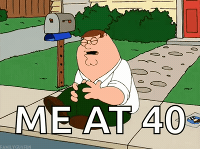 A Cartoon Of Peter Griffin Sitting On The Sidewalk With The Words Meat 40 GIF