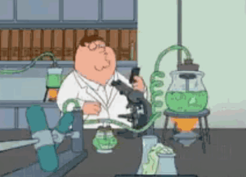 A Cartoon Of Peter Griffin Using A Microscope GIF