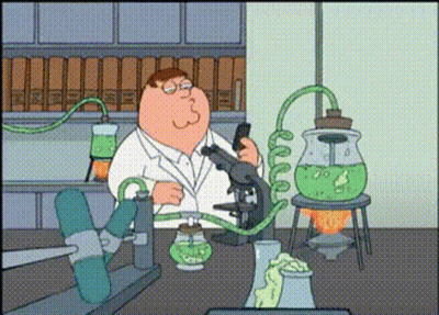A Cartoon Of Peter Griffin Using A Microscope In A Laboratory GIF