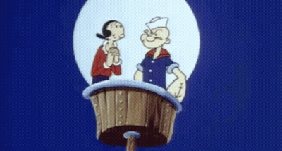 A Cartoon Of Popeye Hugging Another Cartoon Character In A Heart GIF