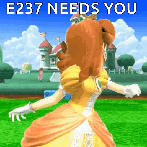 A Cartoon Of Princess Daisy With The Words E237 Needs You GIF